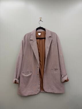 A New Day Oversized Houndstooth Blazer Brown Tan Large